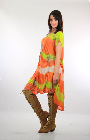 70s Boho hippie tie dye tribal print shift tent dress - shabbybabe
 - 3