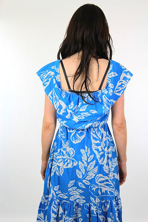 Vintage 70s blue tropical floral dress  sundress - shabbybabe
 - 5