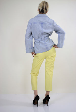 70s yellow leather pants slacks Lillie Rubin pleated - shabbybabe
 - 3