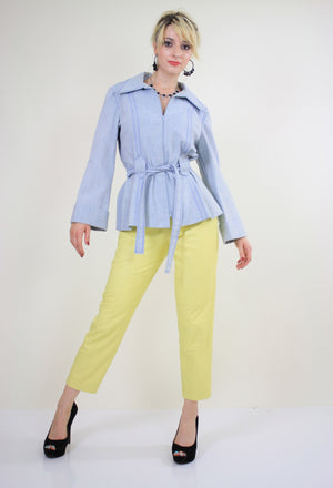 70s yellow leather pants slacks Lillie Rubin pleated - shabbybabe
 - 5