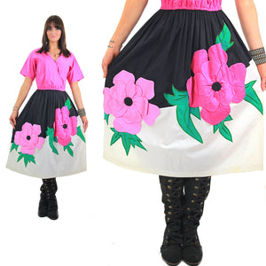 70s Mexican floral applique full skirt dress Jesus A Diaz - shabbybabe
 - 5