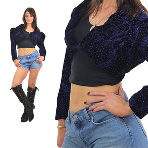 80s Cocktail party cropped metallic velvet jacket top - shabbybabe
 - 5