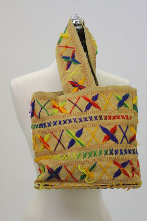 Vintage Boho tote bag beach carry bag  Hippie bag wood and Burlap embroidered bag gypsy bag - shabbybabe
 - 2
