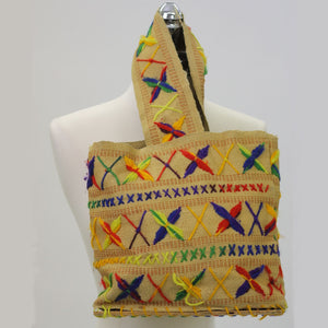 Vintage Boho tote bag beach carry bag  Hippie bag wood and Burlap embroidered bag gypsy bag - shabbybabe
 - 3