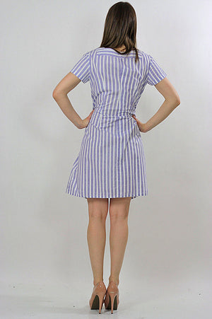 Vintage 60s Boho mod striped Nautical sailor mini dress - shabbybabe
 - 2
