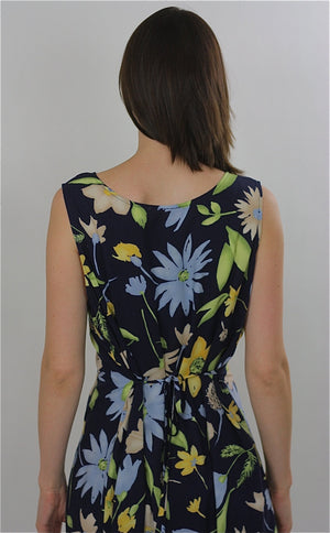 90s Grunge Tropical floral dress navy sundress sleeveless - shabbybabe
 - 5