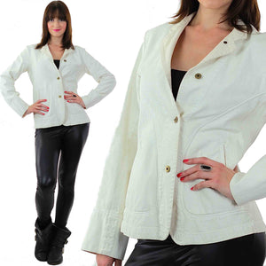 Vintage White denim jacket DKNY jacket  Designer Blazer Denim long sleeve Donna Karen Jacket White Jacket 80s denim Jacket Boho Jacket - shabbybabe
 - 2