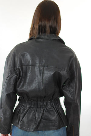 Vintage 80s moto biker jacket motorcycle leather coat - shabbybabe
 - 4