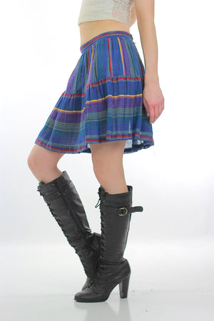 Vintage 1990s Grunge skirt Neon striped mini skirt Boho mini skirt Hippie mini skirt Sheer gauze mini skirt Festival M - shabbybabe
 - 5