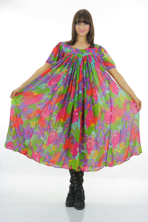 70s Boho Hippie sheer floral caftan Trapeze Tent Dress - shabbybabe
 - 1
