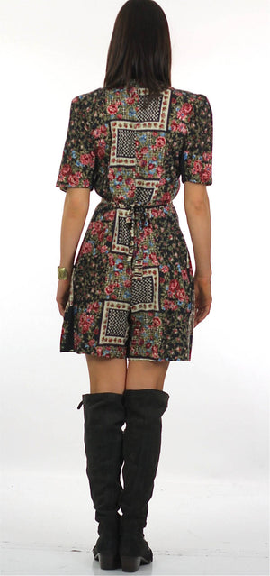 90s Grunge patchwork floral Boho romper Dress - shabbybabe
 - 3