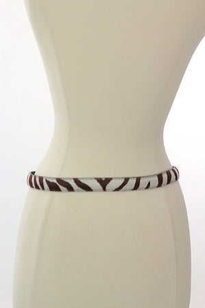Vintage zebra belt animal belt Leather skinny belt - shabbybabe
 - 3