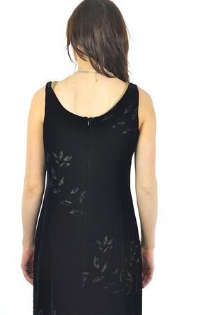 Black velvet burnout dress long 90s Maxi floral sleeveless shift U neckline sleeveless slouch 90s goth Medium - shabbybabe
 - 5