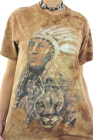 Native American shirt Southwestern Indian Chief tshirt slouchy oversize animal tee Vintage 1990s Graphic top Large - shabbybabe
 - 3