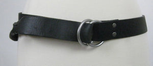 Vintage 80s Boho black leather belt Adjustable rings - shabbybabe
 - 3