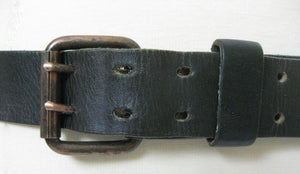 Vintage 70s Black leather belt double buckle - shabbybabe
 - 2