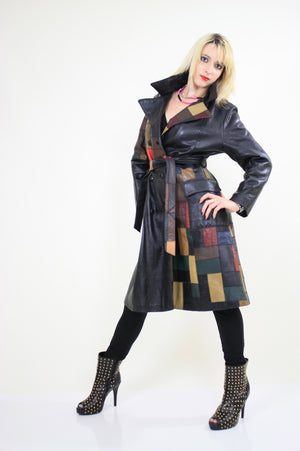 Vintage 70s Boho mod patchwork leather coat jacket - shabbybabe
 - 3
