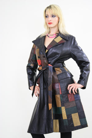 Vintage 70s Boho mod patchwork leather coat jacket - shabbybabe
 - 2