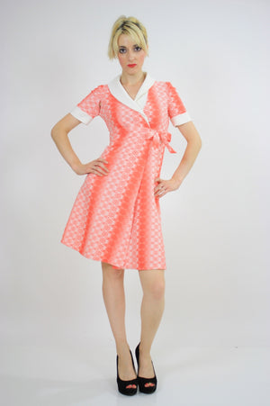 Vintage 60s Mod Dolly Neon Argyle Print Mini Dress - shabbybabe
 - 2