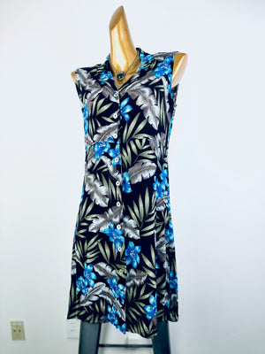 Vintage 90s grunge dress tropical floral print mini sundress