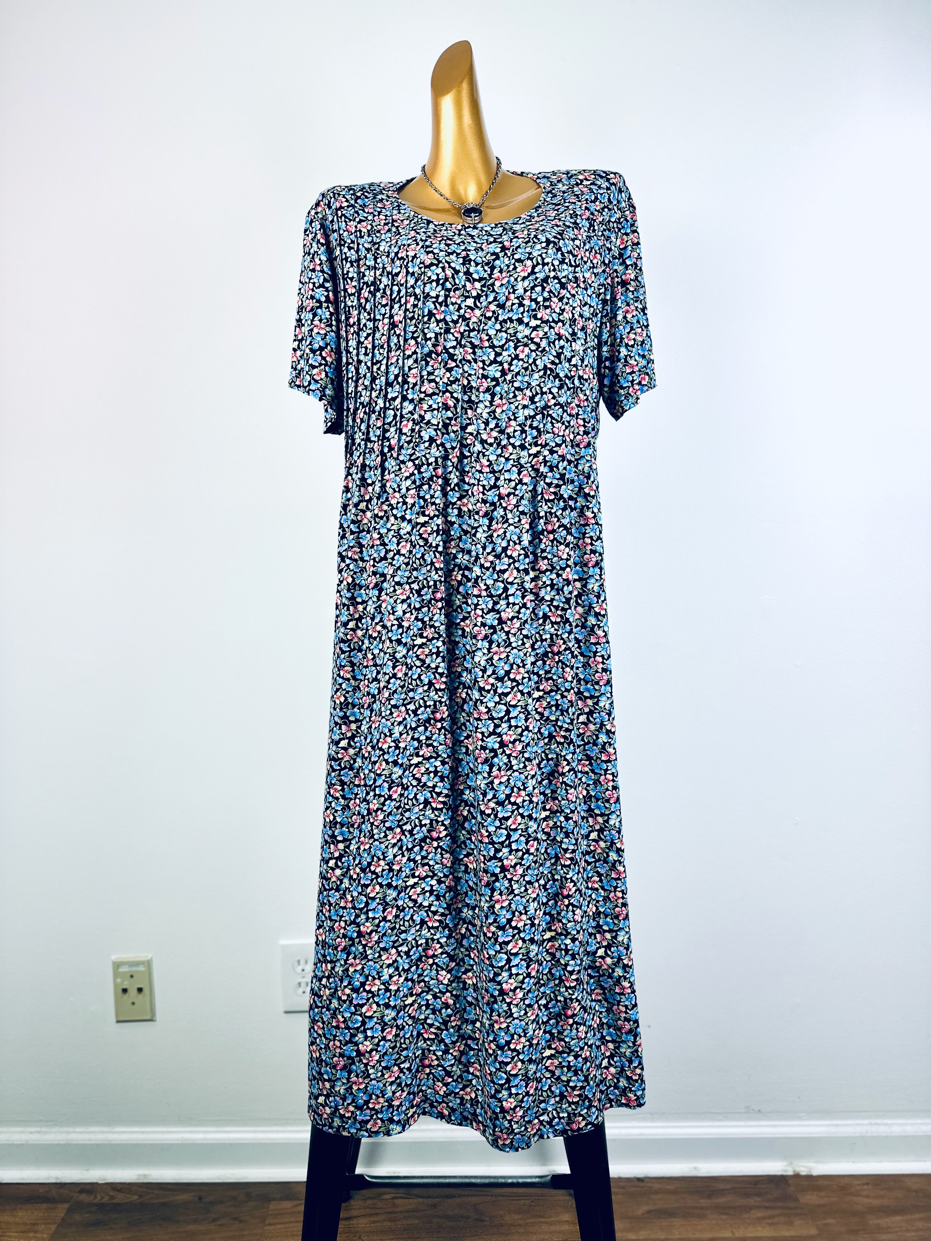 90s babydoll maxi dress grunge cottagecore floral print sundress empire waist bohemian dress
