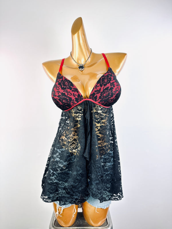 Vintage goth fairy lace babydoll top