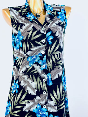 Vintage 90s grunge dress tropical floral print mini sundress