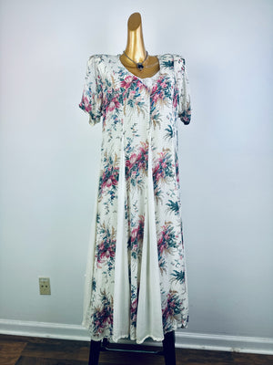 Vintage 90s grunge dress cottagecore floral print prairie maxi sundress