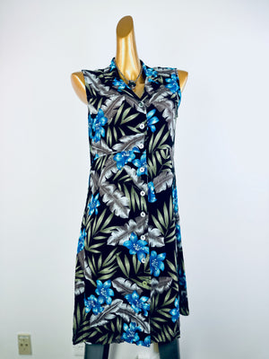 Vintage 90s grunge dress tropical floral print mini sundress