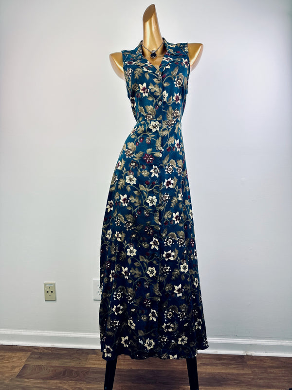 Vintage 90s grunge dress cottagecore floral print prairie midi sundress
