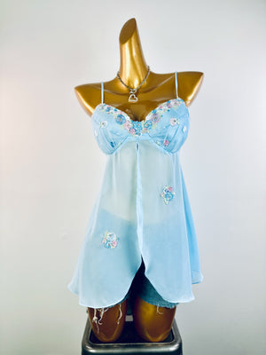 Vintage pastel coquette bustier babydoll top