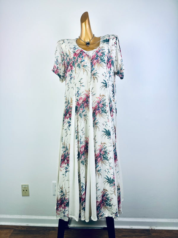 Vintage 90s grunge dress cottagecore floral print prairie maxi sundress