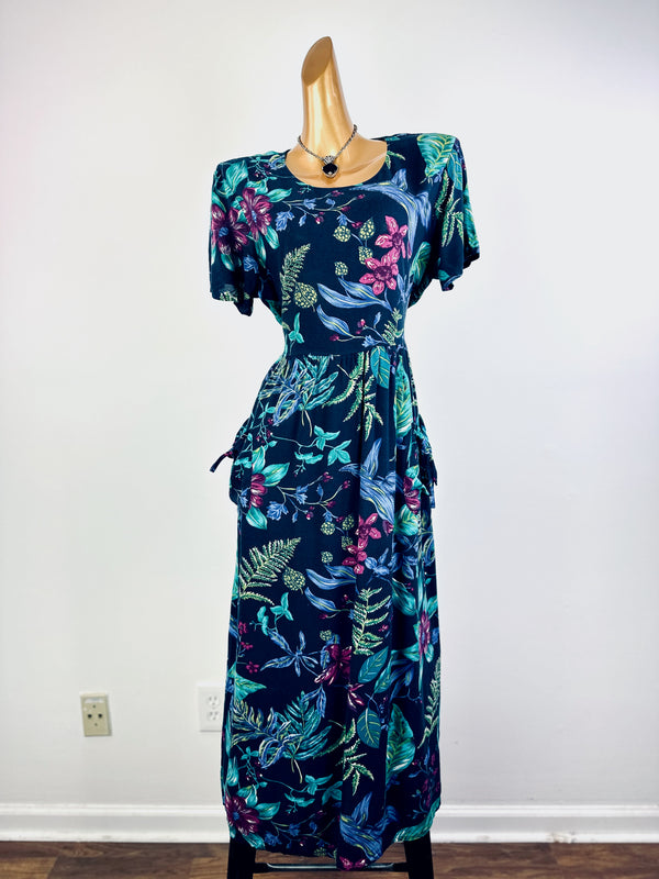 Vintage 90s grunge dress cottagecore floral print prairie midi sundress