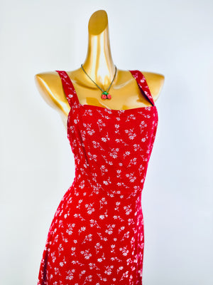 Vintage floral cottagecore milkmaid dress floral print prairie peasant sundress