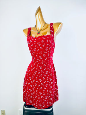 Vintage floral cottagecore milkmaid dress floral print prairie peasant sundress