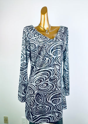 Vintage retro psychedelic mod mini sequin dress