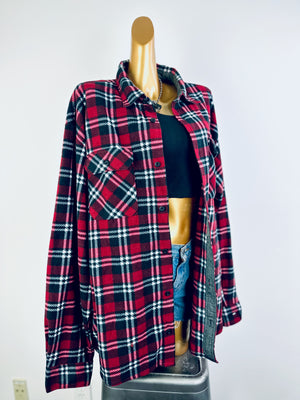 Vintage grunge plaid flannel button up shirt
