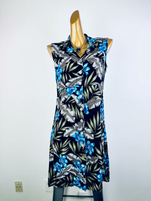 Vintage 90s grunge dress tropical floral print mini sundress