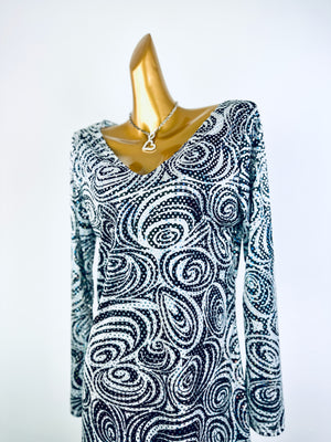 Vintage retro psychedelic mod mini sequin dress