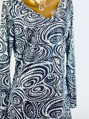 Vintage retro psychedelic mod mini sequin dress