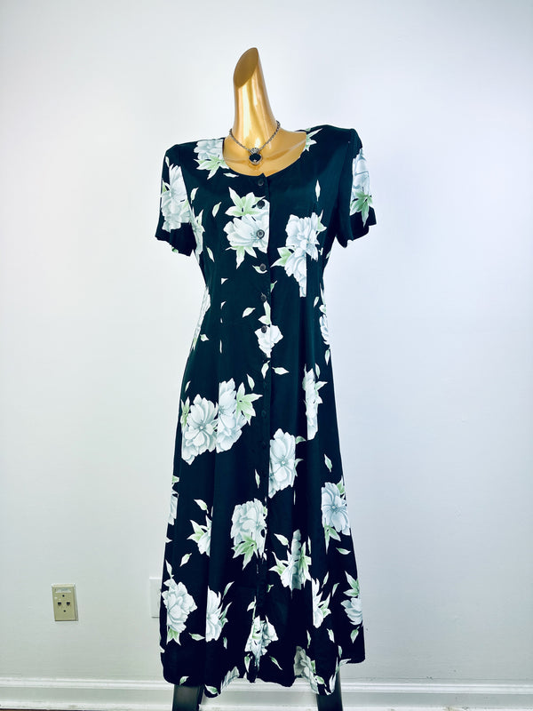 Vintage 90s grunge dress cottagecore floral print prairie midi sundress