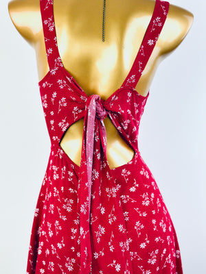 Vintage floral cottagecore milkmaid dress floral print prairie peasant sundress