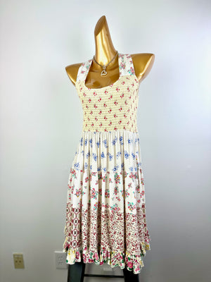 Vintage 90s grunge dress cottagecore floral print prairie mini sundress