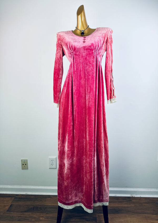 Vintage 70s velvet renaissance evening dress gown
