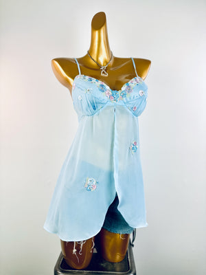 Vintage pastel coquette bustier babydoll top