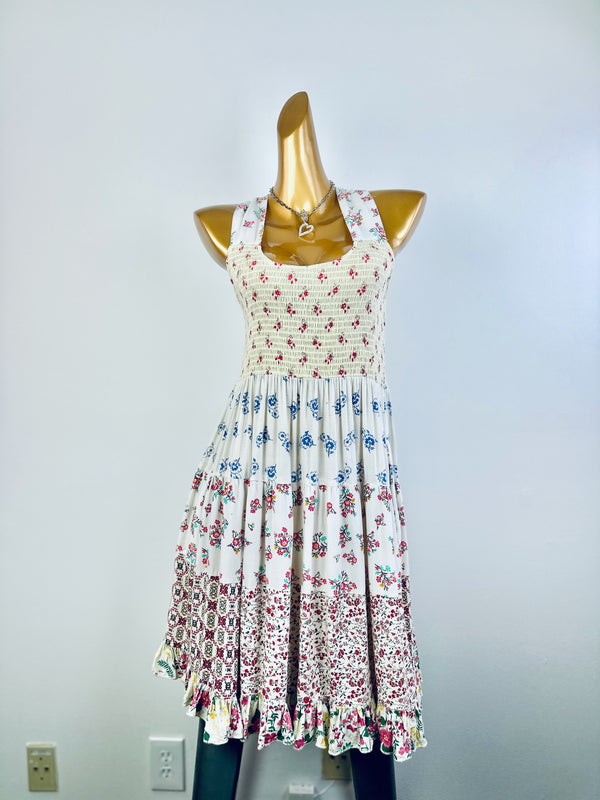 Vintage 90s grunge dress cottagecore floral print prairie mini sundress