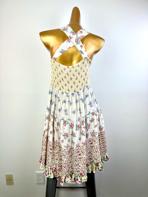 Vintage 90s grunge dress cottagecore floral print prairie mini sundress