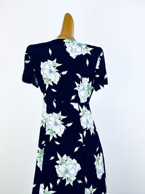 Vintage 90s grunge dress cottagecore floral print prairie midi sundress