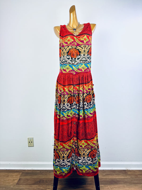 Grunge dress 90s maxi floral print bohemian sundress flowy gypsy dress