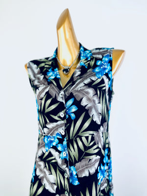 Vintage 90s grunge dress tropical floral print mini sundress